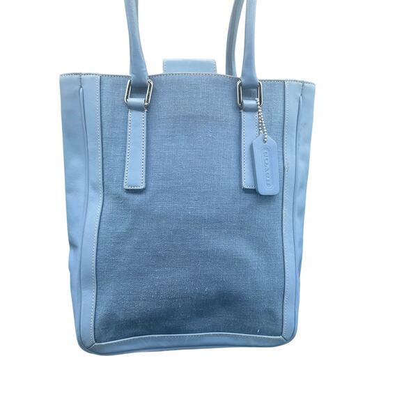 Coach Soho Light Blue Leather & Canvas Tote Bag Costa Rica No A1P-9429 vintage - Picture 2 of 16